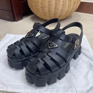 Prada Black Platform Fisherman Sandals